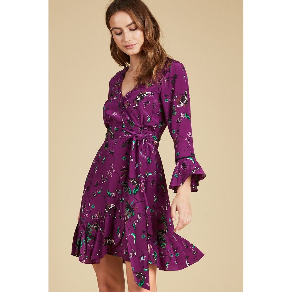 TANYA TAYLOR Nomi Vine Silk Wrap Dress NEW - Picture 1 of 13